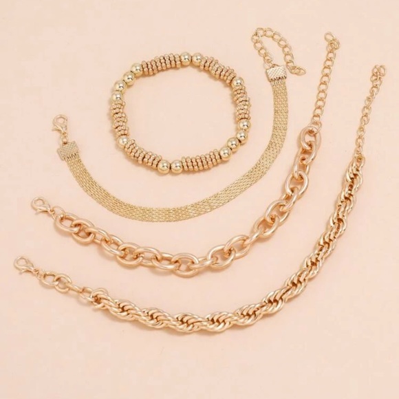 Minimalist bracelet set gold crystal bangles glam - Picture 2 of 2